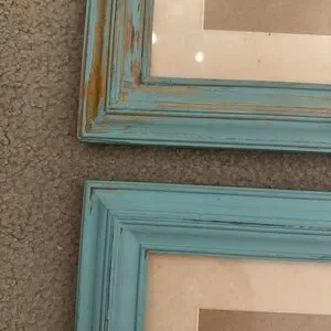 Cottage Rustic Sea Green With Gold Hand Painted Picture Frame Set Of 2