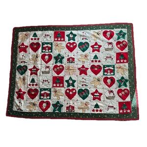 Cottagecore Handmade Christmas Patchwork Quilt – Gingerbread & Holiday Motif