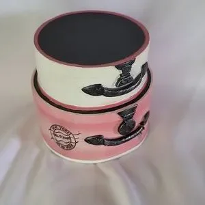 Cotton ball jar Shopping Spree Sears 2006 Pink black decor 4 x 4"
