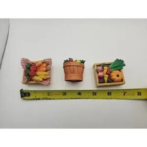 Country Farm Vegetable Refrigerator Magnet Set Basket Crate Corn Pumpkin Peppers