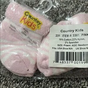 Country Kids Pink Baby Socks. Set Of 6. New