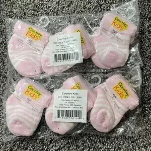 Country Kids Pink Baby Socks. Set of 6. New