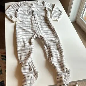 Cozy Striped Gray And White Baby Onesie With Animal Zebra Design