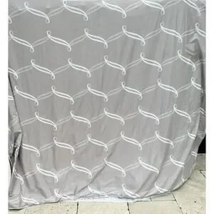 Crane & Canopy Queen Duvet Cover Taupe Grey White 100% Cotton LUXURY Zipper