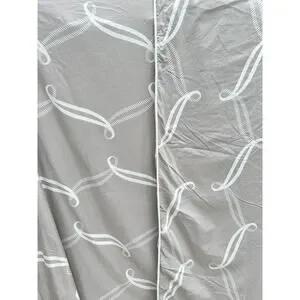 Crane & Canopy Queen Duvet Cover Taupe Grey White 100% Cotton LUXURY Zipper