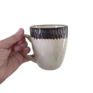 Crate & Barrel Ceramic Mugs Set Of 4 Teal Bronze Textured Asian Style Mid Centur