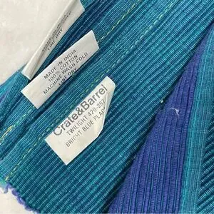 Crate & Barrel Twilight blue Royal Teal Woven Placemat Set Of 4 Reversible