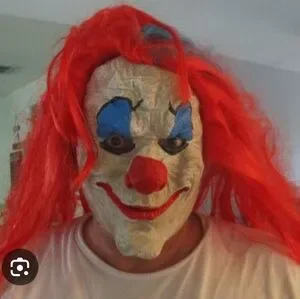 Creepy Clown Mask Halloween Costume Red Hair Blue Eyes