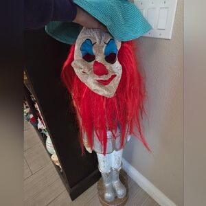 Creepy Clown Mask Halloween Costume Red Hair Blue Eyes