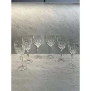 Cristal D'Arques-Durand Antique Clear 8" Water Goblets/Wine Glasses 6 In Lot