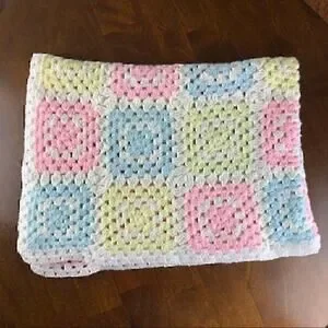 Crochet Blanket Granny Pastel Cottagecore Swiftie Lover Grandmillennial Baby