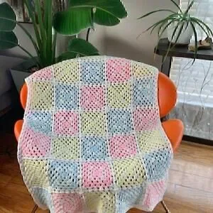 Crochet Blanket Granny Pastel Cottagecore Swiftie Lover Grandmillennial Baby