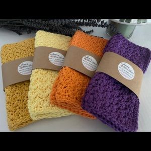 Crochet Washcloths - Set Of 2 Dishcloths 100% Cotton YOU CHOOSE COLOR