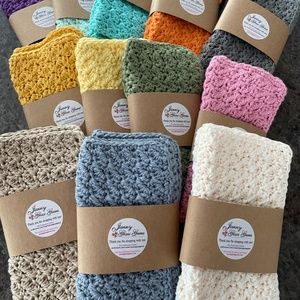 Crochet Washcloths - Set of 2 Dishcloths 100% Cotton YOU CHOOSE COLOR