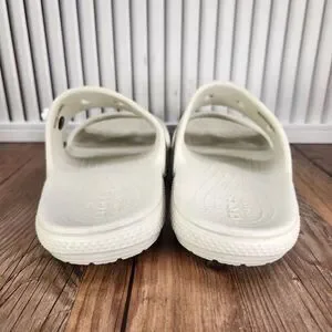 CROCS Classic Slide Sandals Mens Sz 10 Cream White Strap Slip On Comfort 206761
