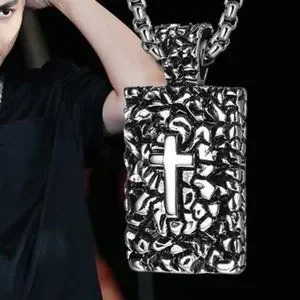 ❤️Cross Stainless Steel Punk Casting Pendant necklace for women/men N90201P191