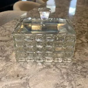 ✨ Crystal Bathroom Storage Container with Lid - Subtly Imperfect 6.5”x5”x4”