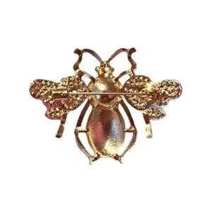 Crystal Gold Pearl Bee GG Brooch