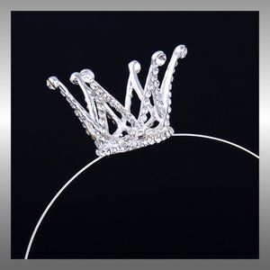 Crystal Mini Crown Headband Womens Or Girls Silver Tone Headpiece OS NNT