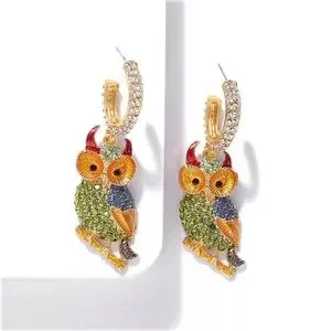 Crystal owl earrings