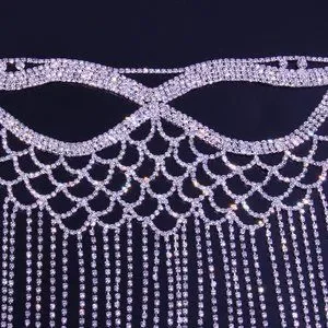 Crystal Tassel Face Mask Halloween Masquerade Mask For Women Jewelry Rhinestone