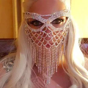 Crystal Tassel Face Mask Halloween Masquerade Mask for Women Jewelry Rhinestone