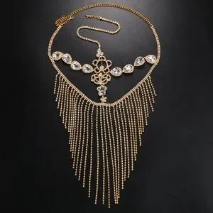 Crystal Tassel Face Mask Rhinestone Masquerade Jewelry For Women Halloween Party