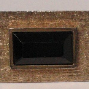 Cufflinks Goldtone Rectangular With Faceted Stone
