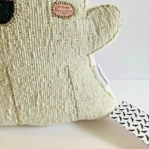 Cupcakes And Cashmere Beaded Ghost Halloween Pillow Heart Eyes