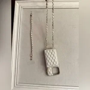 Custype Quilted Cream IPhone 15 Pro Max Crossbody Case W Sunglass Case NWOT