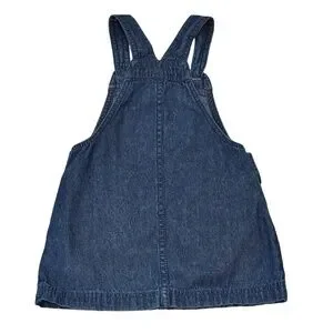 Cynthia Rowley Denim Overall Skirt Jumpsuit Girls 2T Blue Pockets Tie Strap