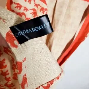 Cynthia Rowley Pink / Natural Elephant Double Tie Apron NWT