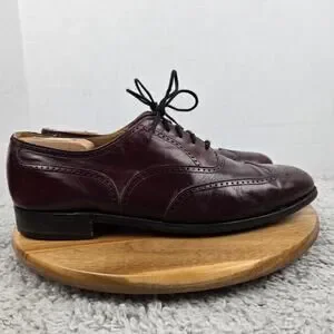 Dack's Burgundy Kangaroo Leather Business Wingtip Oxford Dress Shoe Mens 11