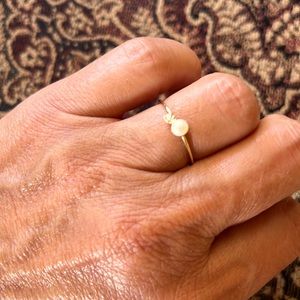 Dainty 14K Yellow Gold Pearl Promise Ring