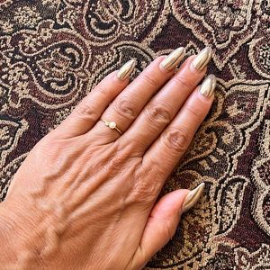 Dainty 14K Yellow Gold Pearl Promise Ring