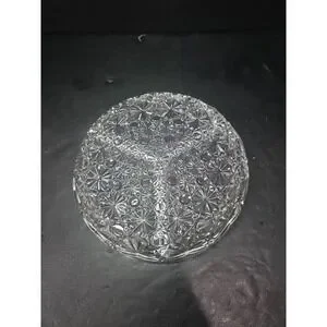 Daisy & Button Vintage Divided Dish French Glass Relish Server Three Part Dish