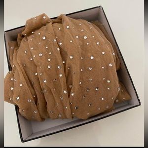 DBLEUDAZZLED NUDE “DAZZLING” CRYSTALLIZED SHEER “SWIRL” SKIN TONE PANTYHOSE