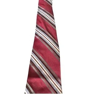 DC By Daniel Craig- Red Stiped 100% Silk Tie