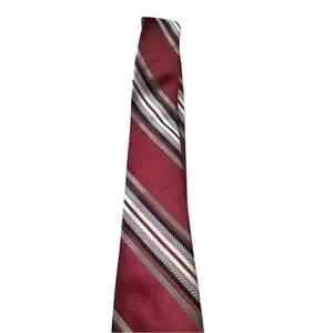 DC By Daniel Craig- Red Stiped 100% Silk Tie