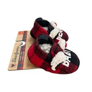 Dearfoams Baby Bear Slippers - Plaid  Size 3-6 Months NWT