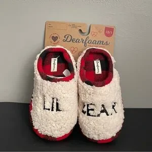 Dearfoams Lil Bear Kids Sherpa Clog Cozy Winter Holiday Christmas Slipper