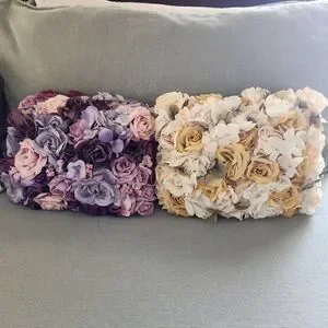 Decorative Rose Floral Bouquet Pillow Bundle Of 2 Purple yellow