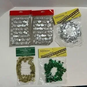 Decorative Stars Garland Vintage Lot Of 6 Packs Holiday Decor