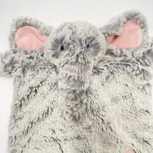 Demdaco Elephant Soft Gray Pink Lovey Luxurious Plush Security Blanket