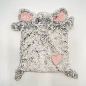 Demdaco Elephant Soft Gray Pink Lovey Luxurious Plush Security Blanket