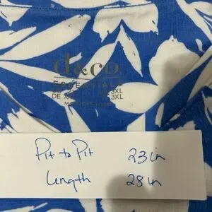 Denim & Co. D&co Essentials 2X Blue White Knit Shirt 3/4 Sleeves Casual Staple