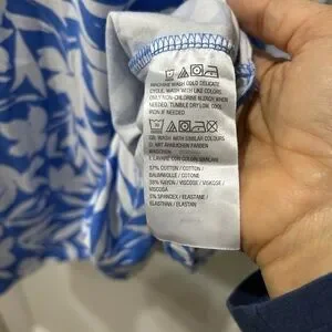 Denim & Co. D&co Essentials 2X Blue White Knit Shirt 3/4 Sleeves Casual Staple