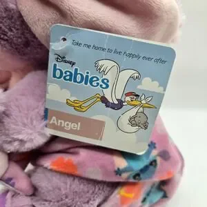 Disney Babies Angel Plush Pouch Pajamas Swaddle Blanket Purple Stuffed Animal
