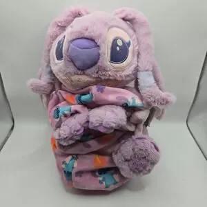 Disney Babies Angel Plush Pouch Pajamas Swaddle Blanket Purple Stuffed Animal
