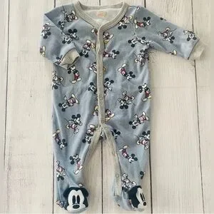 Disney Baby Mickey Mouse Baby Blue Footie Pajama 3-6 months